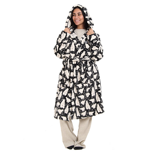 Snuggs Blanket Robe Black Polar Bear
